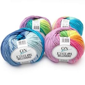 Bellovero Colour 101 Wool with Colour Gradient Online Line 491, Cotton Blend Yarn with Colour Gradient for Knitting or Crocheting, 100 g