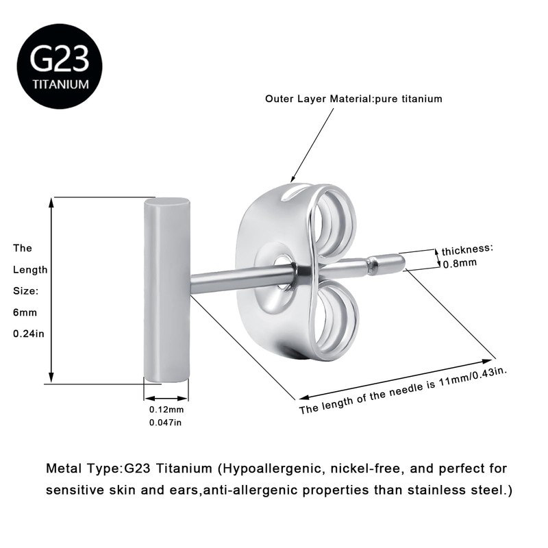 Artskin Women Earrings Flat Titanium Earrings Nickel Free Hypoallergenic Stud