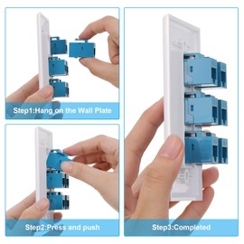 2 Placas de Pared Ethernet de 6 Puertos, Enchufe RJ45 Cat6 Hembra a Hembra Placas Acopladoras en Línea Placas Frontales de Cable Ethernet para Cat5 Cat5e Cat6 (Azul)