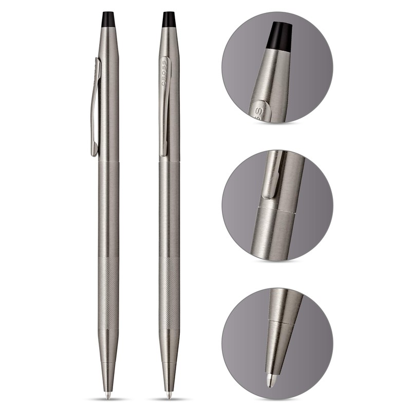 CROSS Classic Century Titanium Grey PVD Ballpoint Pen with Micro-knurl