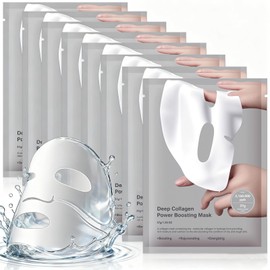 8PCS Mascarillas Faciales, Mascarilla Bio Colágeno, Reafirma e hidrata la piel, reduce los poros, Mascarilla Nocturna de Colágeno Profundo para...    