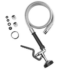 FAUAID Commercial Sink Sprayer with 45” Stainless Steel Hose, 1.42 GPM Pre Rinse Sprayer, High-Pressure Dish Spray for Restaurant Use, Commercial Faucet Spray Nozzle with Adapters (Black)