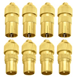 VooGenzek 4 Sets Coaxial Connector Antenna Plug, Female & Male TV Antenna Cable Adapter F ​Sat Antenna Plug, Gold