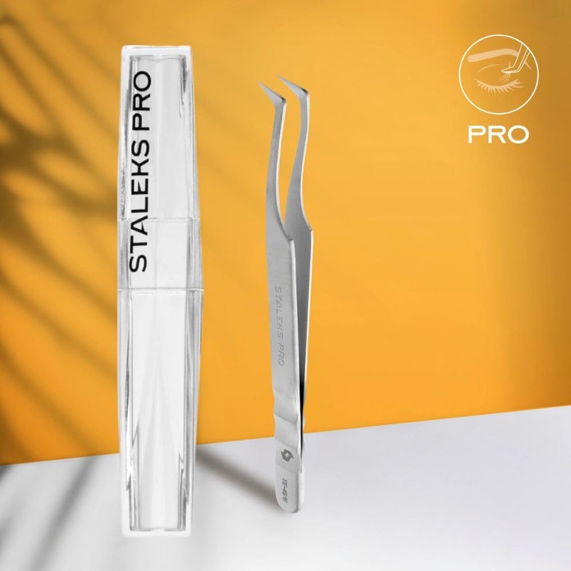STALEKS PRO Professional False Eyelash Tweezers Curved Eyelash Extension Mega