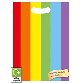 RAINBOW PARTY GOODIE RECYCLABLE BAGS - LOOT TREAT PLASTIC CELLO GIFT BAG (30)