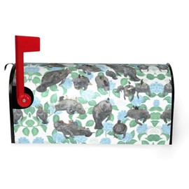 Rabbits Manatees Print Mailbox Covers with Magnetic Standard Size 18x21 and 21x25.5In for Garden Yard