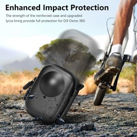 AMAZEAR Case for DJI OSMO 360 Accessories with Lens Cover, Carrying Case Compact Storage Bag with Hand Strap, PU Leather OSMO360 Protective Case