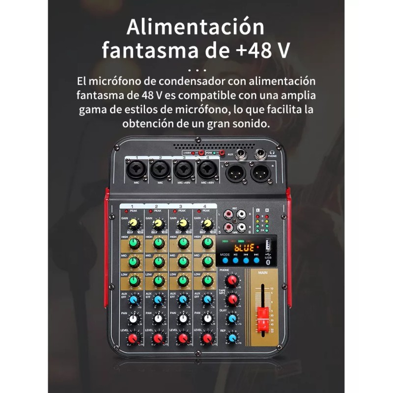 Genéric Audio Consola Mezclador Bluetooth Usb Mixer De 6 Canales