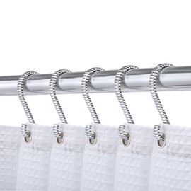 Utopia Alley Shower Hooks - Shower Curtain Rings for Bathroom - Rust Proof Shower Curtain Hooks for Shower Curtain or Liner - Set of 12, Polished Chrome