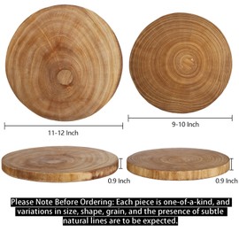 Nicunom 2 Pack Large Wood Slab Serving Board, 9"-10"/11"-12" Wood Cheese Server Round Board, Wooden Slices for Table Centerpieces