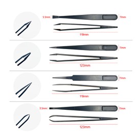 Cyleibe Plastic Antistatic Tweezers Set of 8 Anti-Static Plastic Tweezers Repair Tool for Computers, Repairs, Model Building, Laboratory, Precision Work (Black)