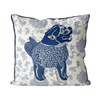 Kelly Stevens-McLaughlan, Happy Blue Foo Dog Chinoiserie on Cream Cushion