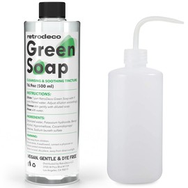 RetroDeco Ultra Concentrated 16.9oz Tincture of Green Tattoo Soap USP: Makes 1.3 Gallons of Green Soap with XL 16.9oz Squeeze Bottle