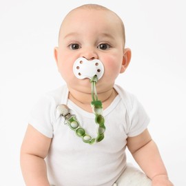 BooginHead PaciGrip Bubble Pop Sensory Silicone Universal Pacifier Clip, Green Swirl