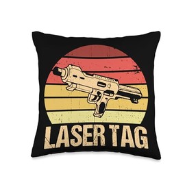 Retro Lasertag Apparel Men Or Women Vintage Lazer Tag Game Throw Pillow