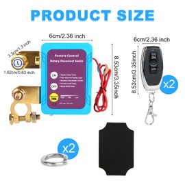 2V 240A Remote Control Battery Disconnect Switch, Smart Car Kill Switch Automatic Cut Shut Off with 2 Remotes, Auto Prevents Battery Drain for Cars, Trucks, Pickups