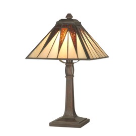 Dale Tiffany TA70680 Cooper Accent Lamp, Antique Bronze and Art Glass Shade