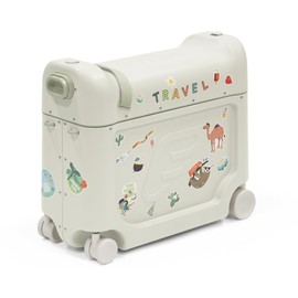 Stokke JetKids BedBox, Sea Green - Ride-On Suitcase for Kids 2-7 Years Old (up to 77 lbs) - Transforms Into Bed - Includes Mattress, Decorative Stickers & Adjustable Carrying Strap