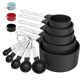 TILUCK TILUCK Measuring Cups & Spoons Set, Stackable Cups and Spoons, Nesting Measure Cups with Stainless Steel Handle, Kitchen Gadgets for Cooking & Baking (Black)