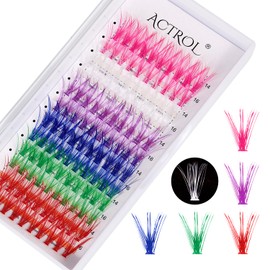 Colored Cluster Lash Extensions 120Pcs 30D 14mm 16mm Mixed Rainbow Colorful Individual Eyelash Salon Party White Purple Pink Cluster Eyelash