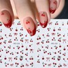 Red Cherry Nail Art Stickers Red Rhinestone Cherry Nail Stickers 5D Embossed Wine Red Cherry Manicure Decals Accessories Cute Stickers Adhesive Slider for Women DIY Nail Art Decorations 2 Sheets
