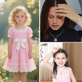 MNFPSJB 2 Pcs Unicorn Necklace Jewelry Gift Set Crystal Heart Silver Pendant Bracelet You are Magical Box Granddaughter Niece