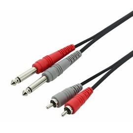 Swamp Dual 1/4" Jack to RCA Cable - Stereo 6.5mm to 2X Phono - 1m