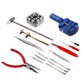 Accessotech 16 Piece Watch Repair Kit Set & Wrist Strap Adjust Pin Tool Kit Back Remover Fix