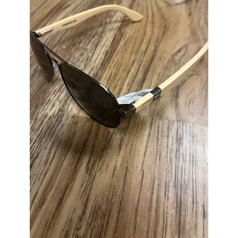 Pugs Black Sunglasses with Wood Framing