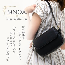 MNOA. Mini Shoulder Bag, PU Leather, Cross-body Type, Adjustable Length, 2-Way Magnet, Stylish, Cute, Simple Design, Women's, Gift, Black