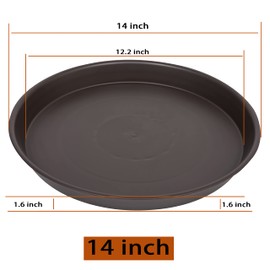 Angde 2 Pack of 14 Inch Bird Bath Tray, 10 12 14 16 18 20 Inch Large Plastic Bird Bath Bowls Only, Deep Durable Birdbaths for The Garden, Plant Trays for Planter 12-15" (14", Brown)