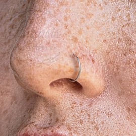 Rose Gold Nose Ring Hoop – Thin 24 Gauge 14k Rose Gold Filled Nose Piercing 7mm inner diameter – Tiny Hypoallergenic 24G Nose Piercing Ring