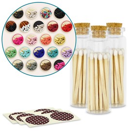 Thankful Greetings 2" Matches in 3 Glass Bottles Cork Top, Striker Stickers Included | 60 Matchsticks Color of Your Choice | Decorative Safety Matches w/Small Glass Holder | Gifts & Home Decor