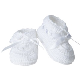 Jefferies Socks Baby Girls' Hand Crochet Bootie, White, Newborn (2681)