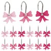 JarThenaAMCS 12Pcs Pink Bow Shower Curtain Hooks Cute Bow Knot