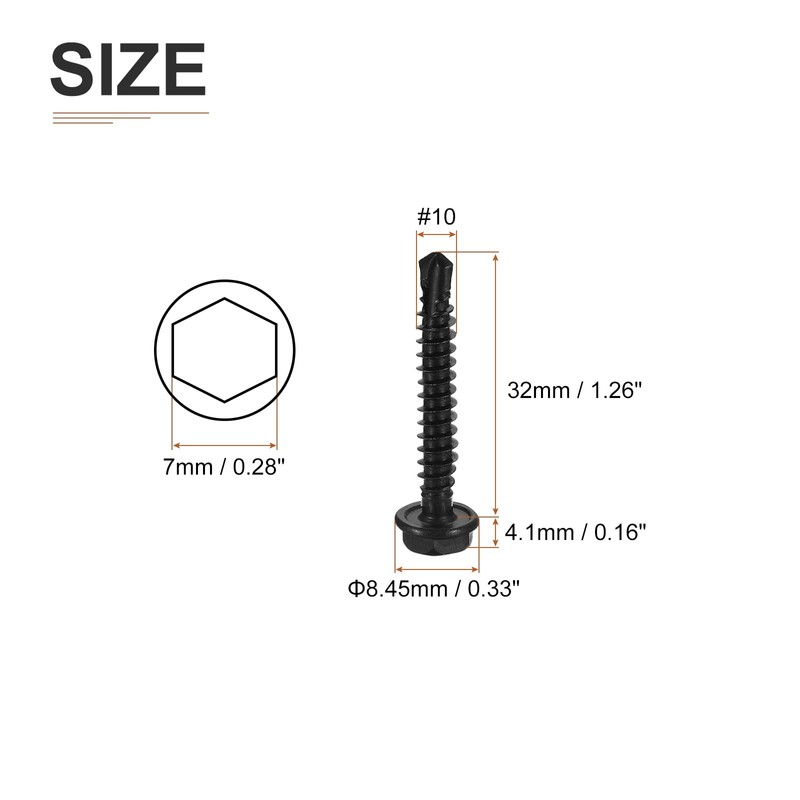DTGN #8x1-1/4" Hex Washer Head Self Drilling Screws - 100Pack