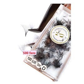 Kimeyelashes 8D 9D 10D 12D - 0.05 C and D Curl 500-1000 Premade volume fans loose Fans, Handmade eyelash extensions supplies Russian volume lash promade fan (12mm, 12D - Curl C (500 fans))