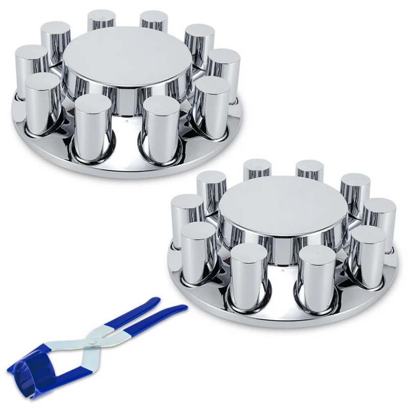 New ABS Plastic Chromed Hubcaps Front and Rear Wheel Axle