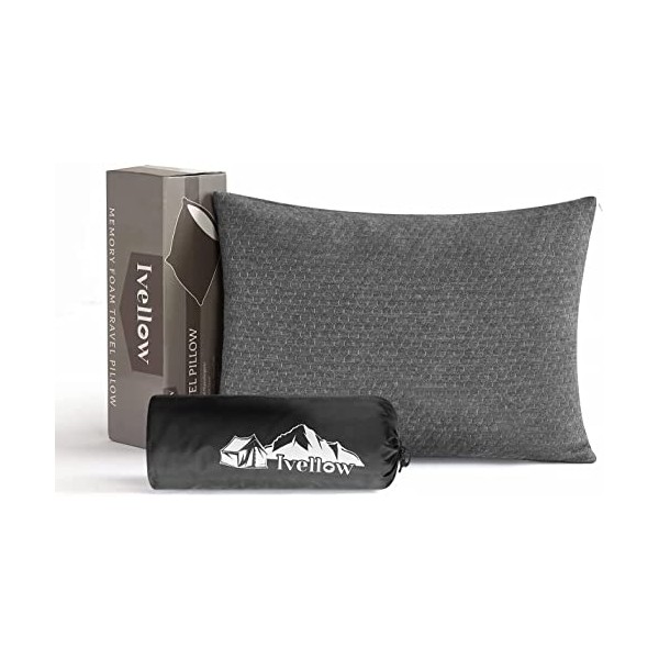 Ivellow Memory Foam Travel Pillow Compressible Camping Pillow for Sleeping