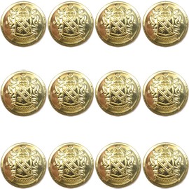 12 Piece Metal Blazer Button Set - for Blazer, Suits, Sport Coat, Uniform, Jacket 25mm (Gold)