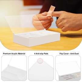 Beautyflier Organizer Case for Band-Aid Flexible Fabric Bandages, Acrylic Holder for First Aid Bandage, Storage Box for Cotton Swab, Pills, Paper Clips, Flip Cover - Anti-Dust, Case Only (Red)