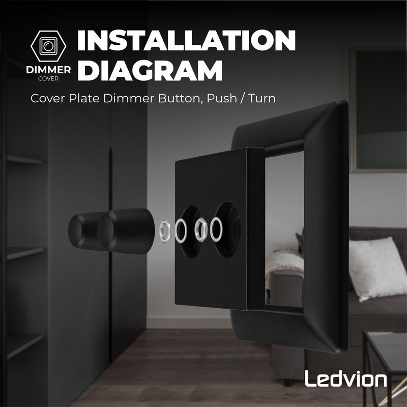 Ledvion - LED Duo Dimmer Cover Plate Black with Knob