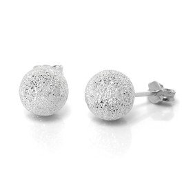 Frosted Sterling Silver Ball Stud Earrings 4mm