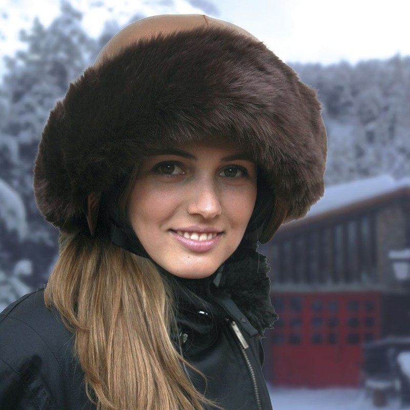 Coolcasc EXCLUSIVE BRONZE with brown fur Multisport helmet cover