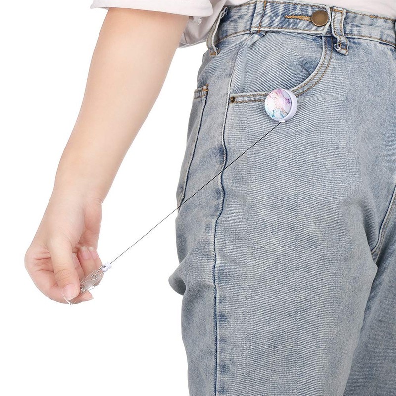 Marble Pattern Badge Reel Retractable ID Card Badge Holder with