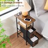 LOAKEKEL Narrow End Table Living Room with Charging Station, Skinny