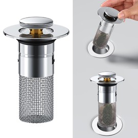 beertoy Stainless Steel Floor Drain Filter, Bathroom Sink Stopper Hair Catcher, Drain Hair Catcher, Anti Clogging Bathtub Drain Stopper with Removable Stainless Steel Filter Basket