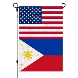 Philippines USA Friendship Garden Flag12x18 in Burlap Filipino America US Outdoor Banner for Patio Yard with Double Side