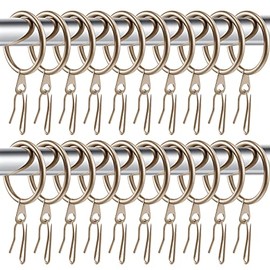 Hotop - 60 anillos de cortina de metal de 1.26 pulgadas, anillos colgantes de cortina y 60 ganchos de cortina de metal para cortina de ventana y puerta de ducha (oro champaña)