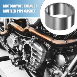 A ABSOPRO Motorcycle Exhaust Air Muffler Pipe Gasket 55mm Inner Diameter 60mm Outer Diameter Universal Seal Ring Silencer Connector Graphite Titanium Tone Set of 2